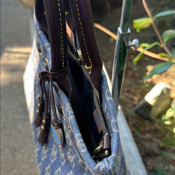 Y2K Dooney & Bourke Monogrammed denim Blue and Brown Satchel - Picture 12 of 12